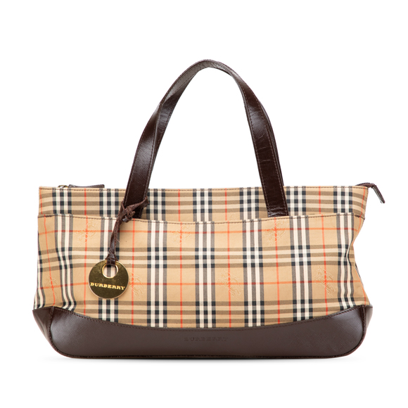 Pre-Loved Burberry Haymarket Check Canvas Handbag - Picture 1 of 10